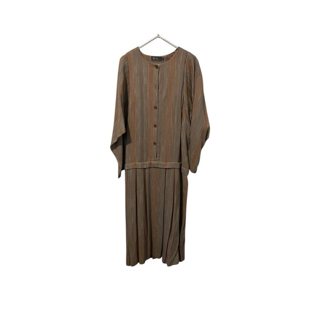 VTG Regina Kravitz New York Dress Striped Size 14 print dress- 80s Preppy Retro